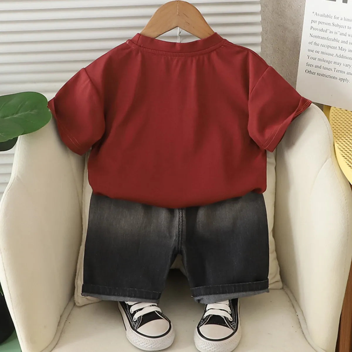 Boys' Bold Letter Tee & Faded Black Shorts Set